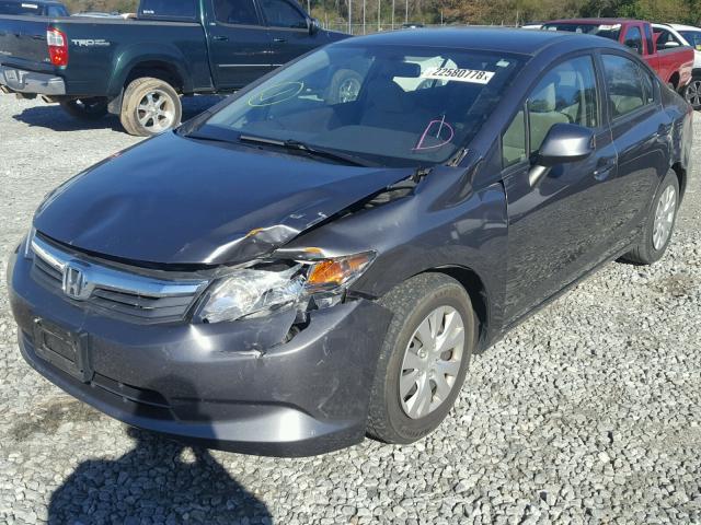 19XFB2F58CE371650 - 2012 HONDA CIVIC LX GRAY photo 2