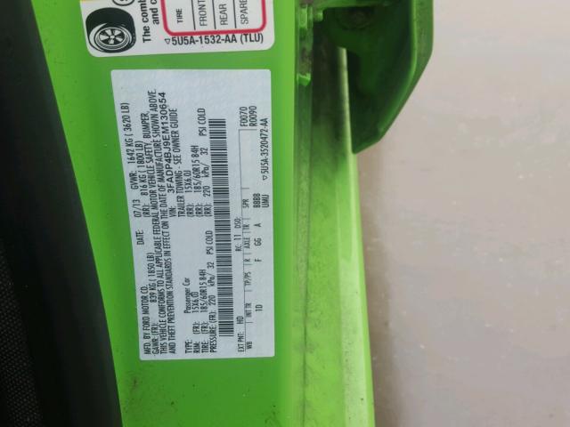 3FADP4BJ9EM130654 - 2014 FORD FIESTA SE GREEN photo 10