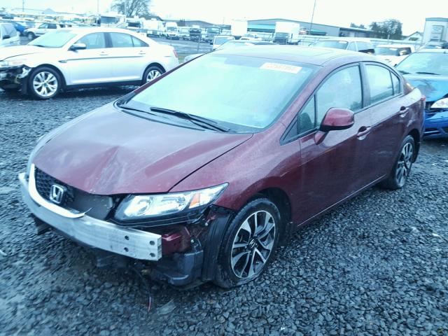 19XFB2F83DE236121 - 2013 HONDA CIVIC EX BURGUNDY photo 2