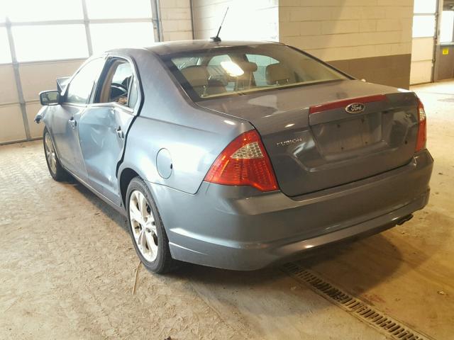 3FAHP0HA9CR428574 - 2012 FORD FUSION SE BLUE photo 3