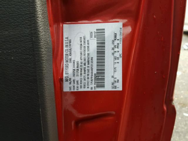 1FAFP4444XF213590 - 1999 FORD MUSTANG RED photo 10