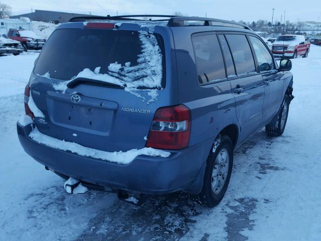 JTEEP21A340052695 - 2004 TOYOTA HIGHLANDER BLUE photo 4