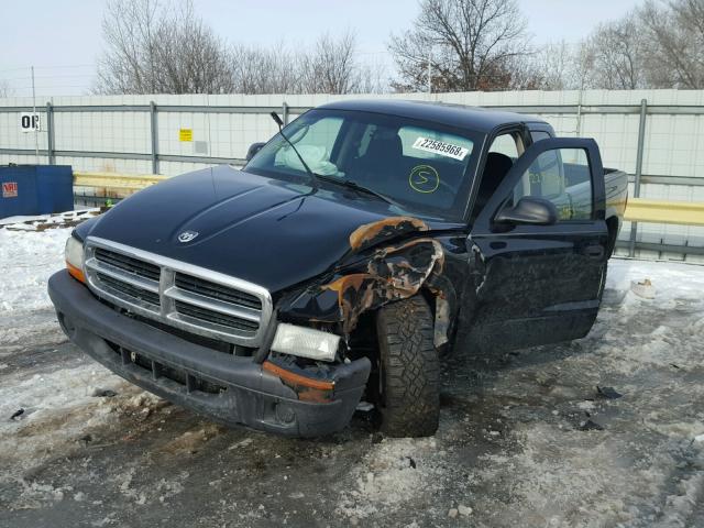 1D7HG12K24S749496 - 2004 DODGE DAKOTA SXT BLACK photo 2