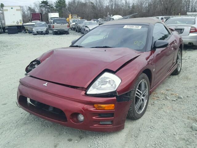 4A3AE75H14E065037 - 2004 MITSUBISHI ECLIPSE SP BURGUNDY photo 2