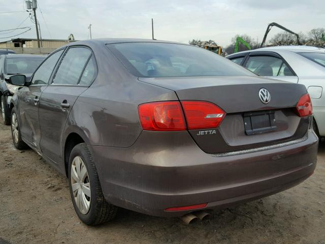 3VW2K7AJ0BM392042 - 2011 VOLKSWAGEN JETTA BASE BROWN photo 3