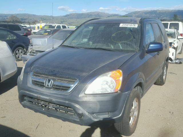 JHLRD78882C016191 - 2002 HONDA CR-V EX BLUE photo 2