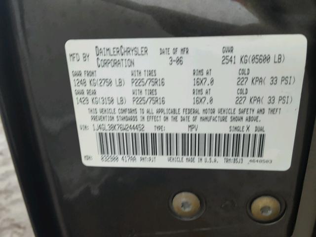 1J4GL38K76W244452 - 2006 JEEP LIBERTY RE GRAY photo 10