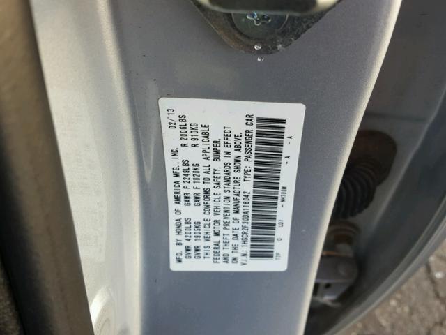 1HGCR2F30DA116042 - 2013 HONDA ACCORD LX SILVER photo 10