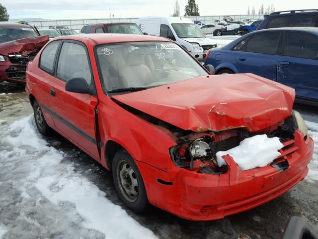 KMHCF35C13U238352 - 2003 HYUNDAI ACCENT L RED photo 1