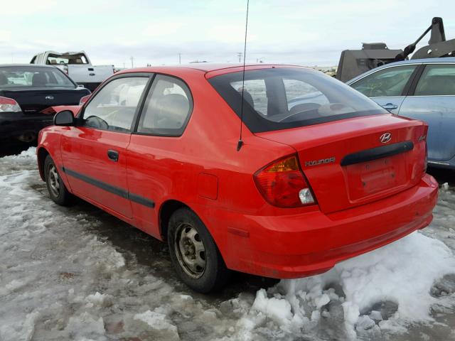 KMHCF35C13U238352 - 2003 HYUNDAI ACCENT L RED photo 3