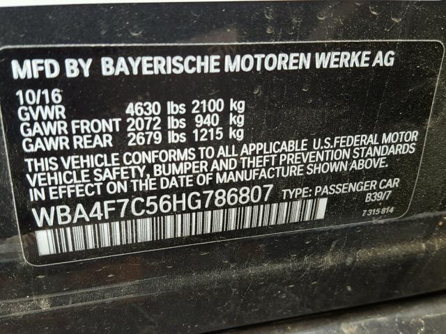 WBA4F7C56HG786807 - 2017 BMW 430I GRAN GRAY photo 10