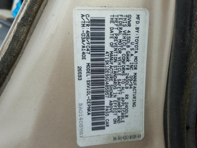 4T1SK12E9SU485957 - 1995 TOYOTA CAMRY LE TAN photo 10