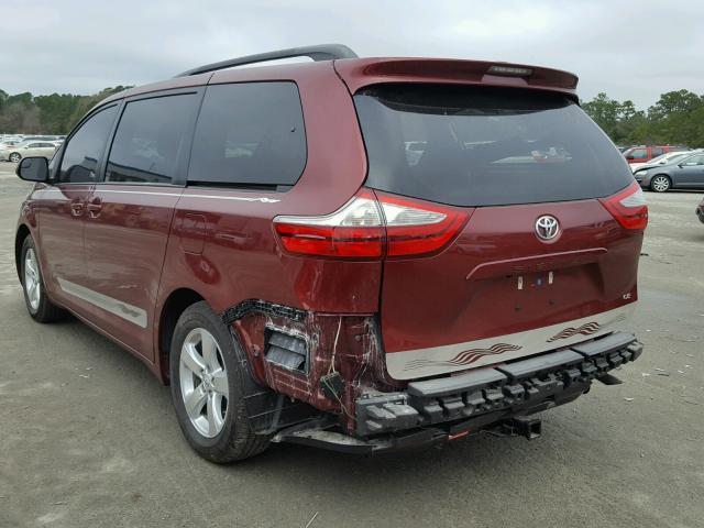 5TDKK3DC2FS634411 - 2015 TOYOTA SIENNA LE BURGUNDY photo 3