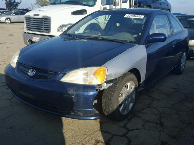 1HGEM22002L037751 - 2002 HONDA CIVIC EX BLUE photo 2