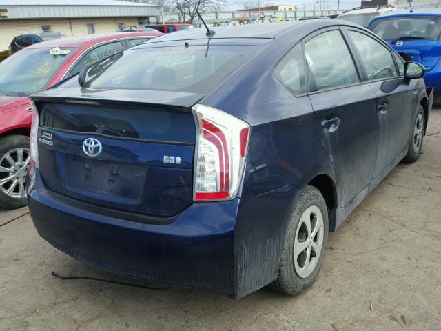 JTDKN3DU8D0353388 - 2013 TOYOTA PRIUS BLUE photo 4