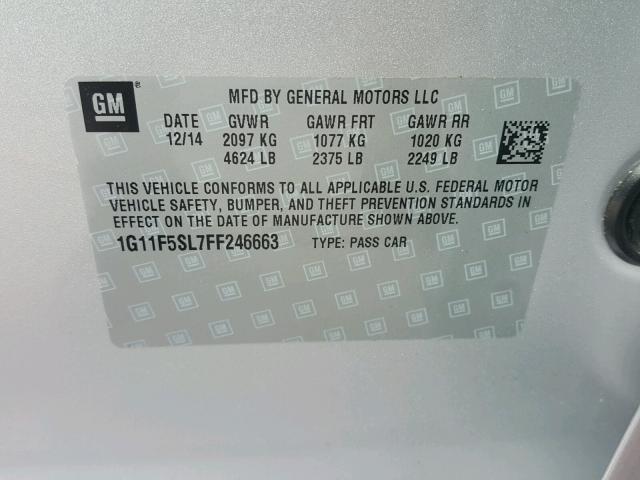 1G11F5SL7FF246663 - 2015 CHEVROLET MALIBU LTZ SILVER photo 10