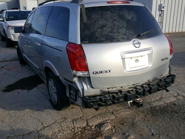 5N1BV28U54N319993 - 2004 NISSAN QUEST S SILVER photo 3