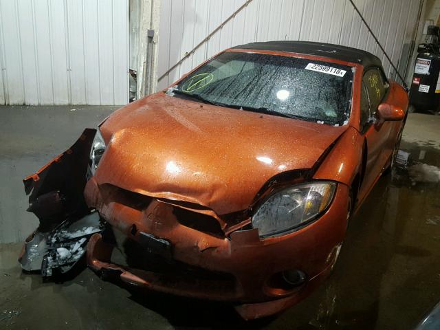 4A3AL35TX7E014160 - 2007 MITSUBISHI ECLIPSE SP ORANGE photo 2