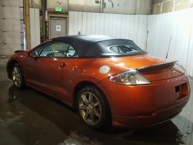 4A3AL35TX7E014160 - 2007 MITSUBISHI ECLIPSE SP ORANGE photo 3