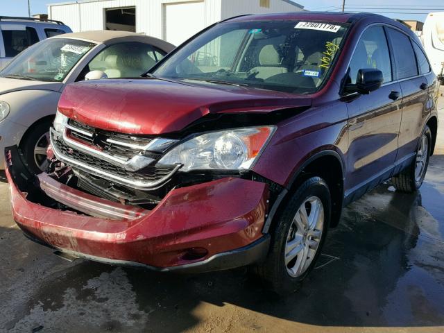 3CZRE3H5XAG702389 - 2010 HONDA CR-V EX MAROON photo 2