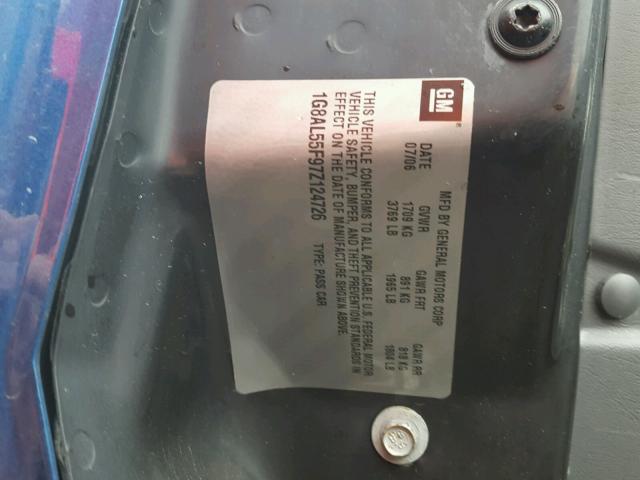 1G8AL55F97Z124726 - 2007 SATURN ION LEVEL BLUE photo 10