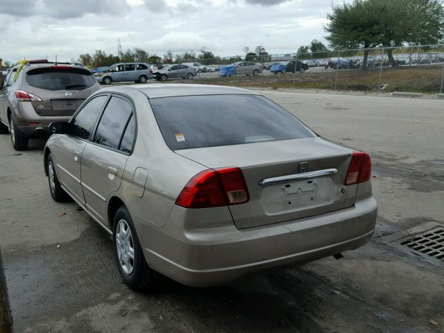 2HGES16512H590492 - 2002 HONDA CIVIC LX BEIGE photo 3