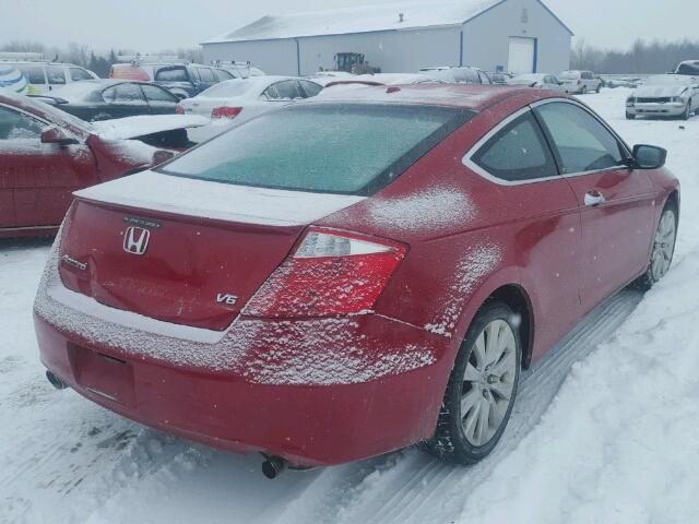 1HGCS22838A004959 - 2008 HONDA ACCORD EXL RED photo 4