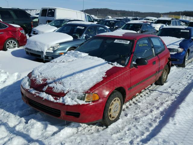 2HGEH2363PH511624 - 1993 HONDA CIVIC DX RED photo 2