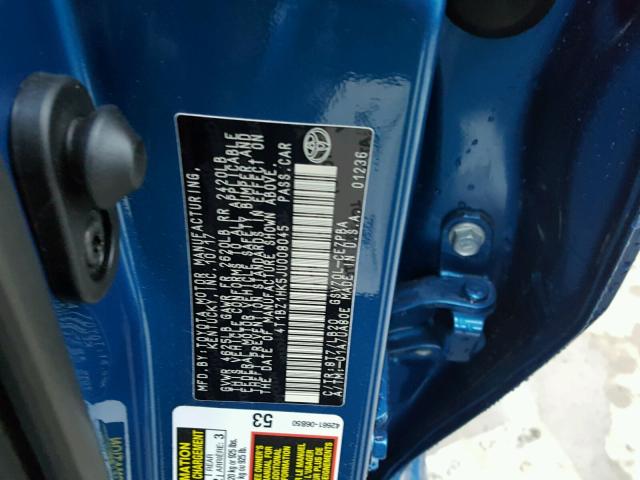 4T1BZ1HK5JU008045 - 2018 TOYOTA CAMRY XSE BLUE photo 10