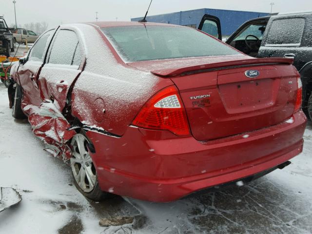 3FAHP0HA8CR169088 - 2012 FORD FUSION SE RED photo 3