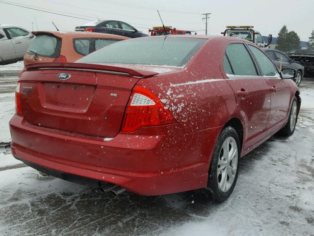 3FAHP0HA8CR169088 - 2012 FORD FUSION SE RED photo 4