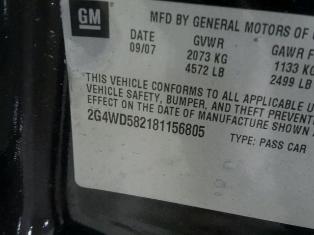 2G4WD582181156805 - 2008 BUICK LACROSSE C BLACK photo 10