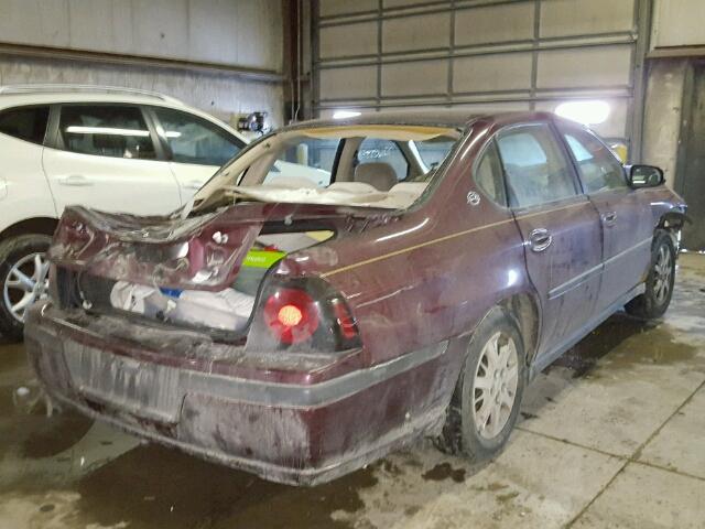 2G1WF52E749272497 - 2004 CHEVROLET IMPALA MAROON photo 4