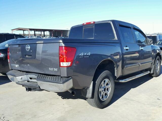 1N6AA07B94N567385 - 2004 NISSAN TITAN XE GRAY photo 4