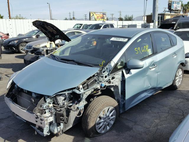 JTDKN3DP2F3068519 - 2015 TOYOTA PRIUS PLUG BLUE photo 2