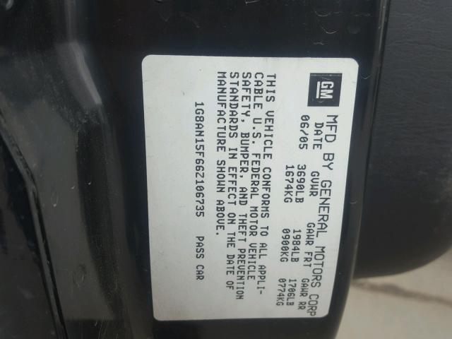 1G8AN15F66Z106735 - 2006 SATURN ION LEVEL BLACK photo 10