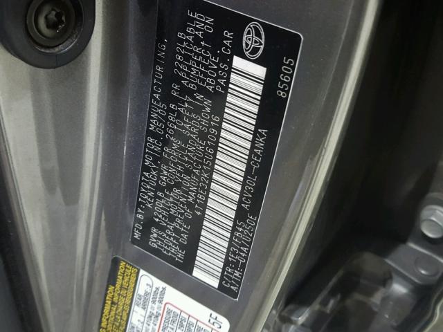 4T1BE32K15U610916 - 2005 TOYOTA CAMRY LE GRAY photo 10