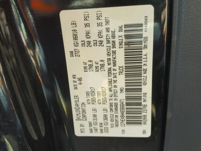 1D7HE48N46S666471 - 2006 DODGE DAKOTA QUA BLACK photo 10