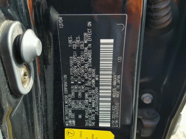 JTJGA31U550052999 - 2005 LEXUS RX 330 BLACK photo 10