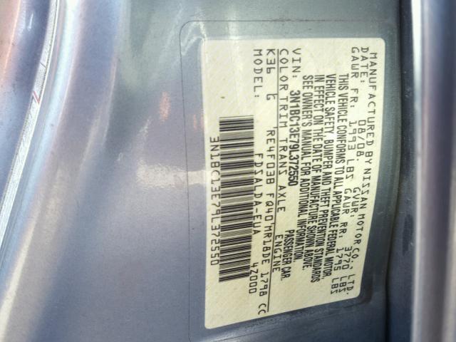 3N1BC13E79L372550 - 2009 NISSAN VERSA S CHARCOAL photo 10