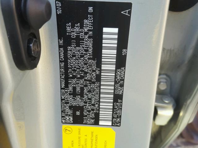 2T2HK31U68C085780 - 2008 LEXUS RX 350 SILVER photo 10