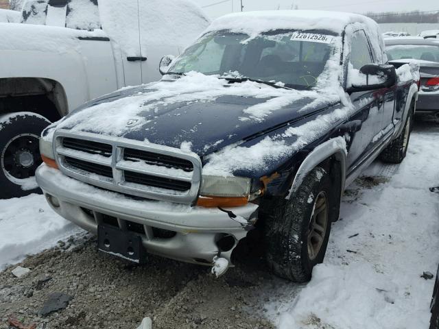 1D7GL42N24S609953 - 2004 DODGE DAKOTA SLT BLUE photo 2