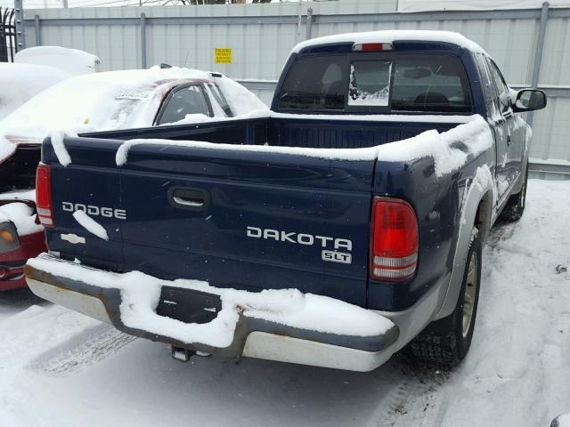 1D7GL42N24S609953 - 2004 DODGE DAKOTA SLT BLUE photo 4