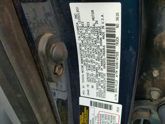 5TEJU62N25Z124735 - 2005 TOYOTA TACOMA DOU BLUE photo 10