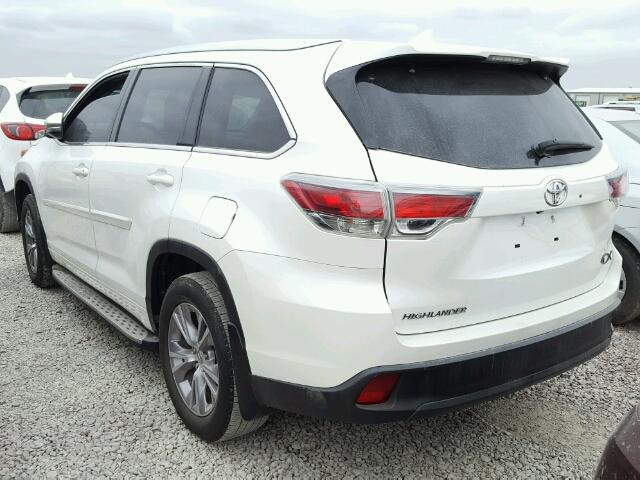 5TDKKRFH1FS113997 - 2015 TOYOTA HIGHLANDER WHITE photo 3