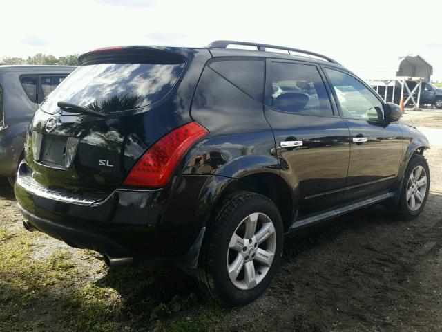 JN8AZ08T76W415934 - 2006 NISSAN MURANO SL BLACK photo 4