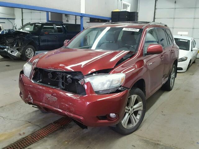 JTEES43A092148576 - 2009 TOYOTA HIGHLANDER MAROON photo 2