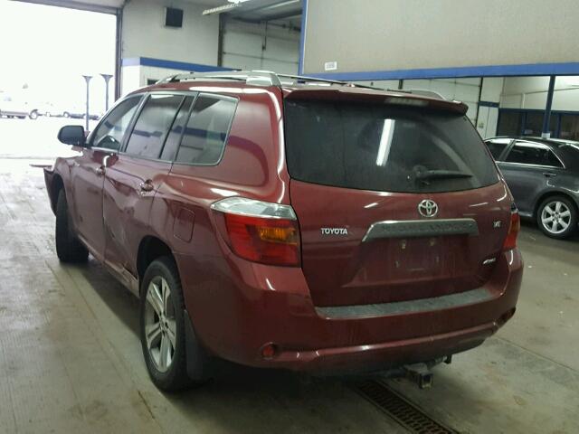 JTEES43A092148576 - 2009 TOYOTA HIGHLANDER MAROON photo 3