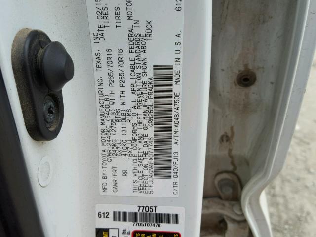 5TFJU4GN4FX077746 - 2015 TOYOTA TACOMA DOU WHITE photo 10