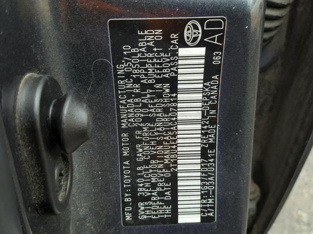 2T1BU4EE5AC407814 - 2010 TOYOTA COROLLA BA GRAY photo 10